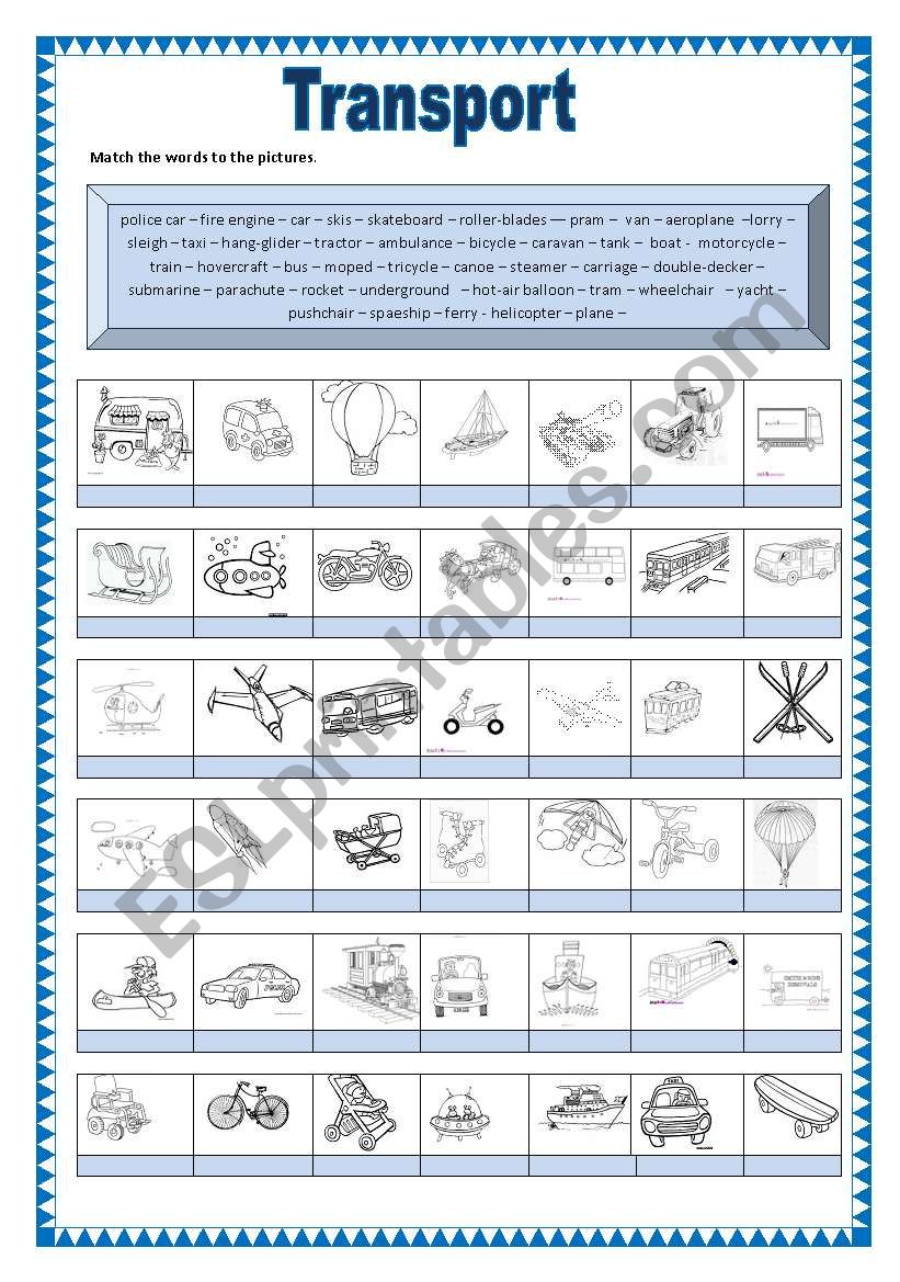 Transports worksheet