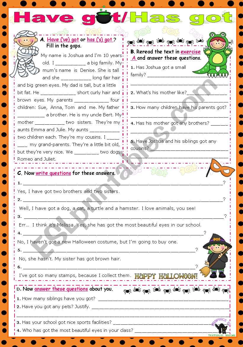 Verb Have Worksheet