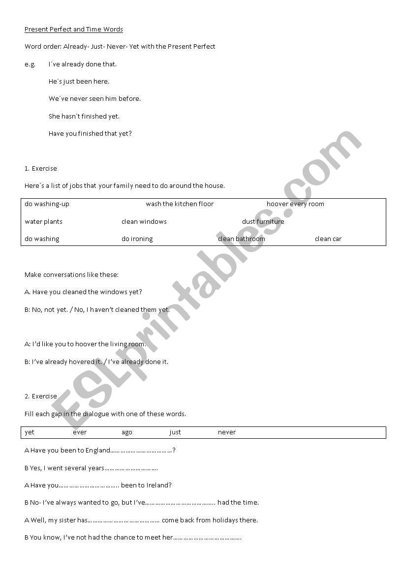 Present Perfect worksheet