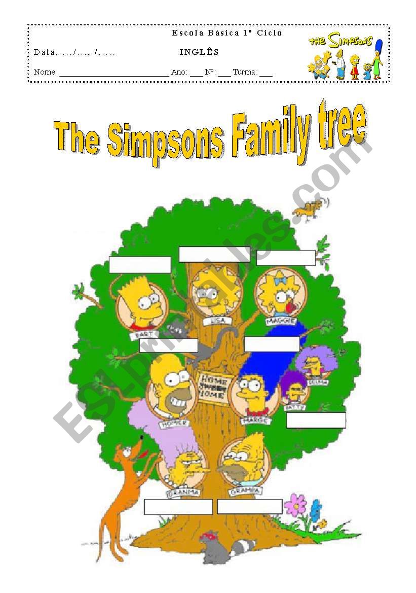 The simpson family tree blank worksheet