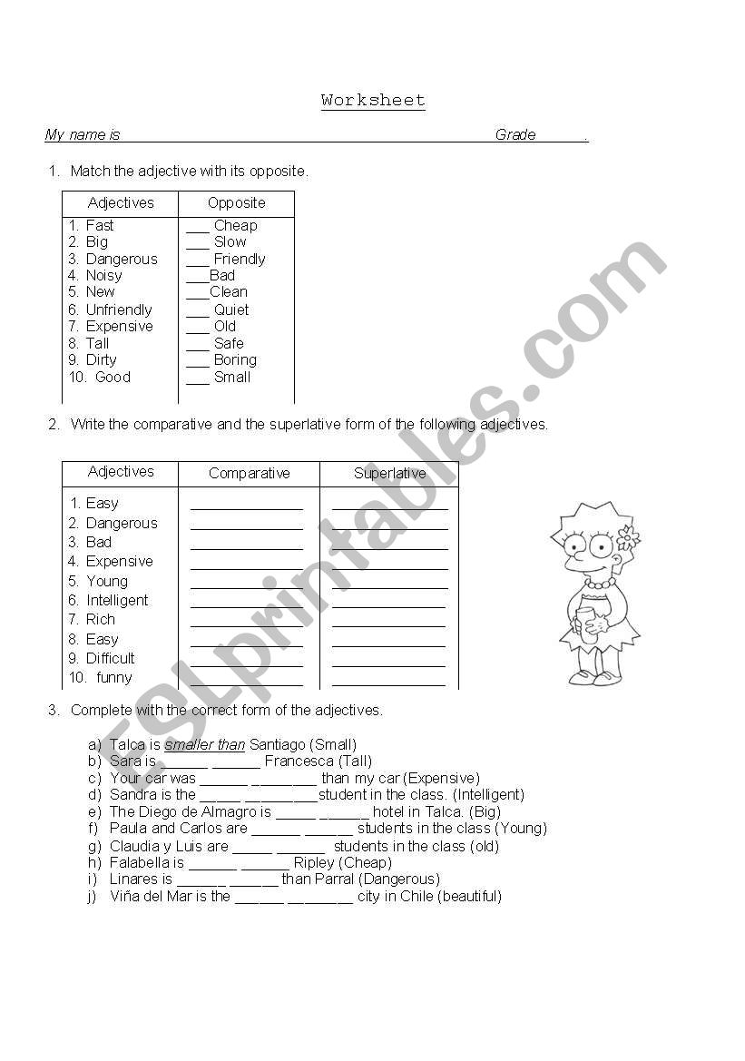 comparatives worksheet