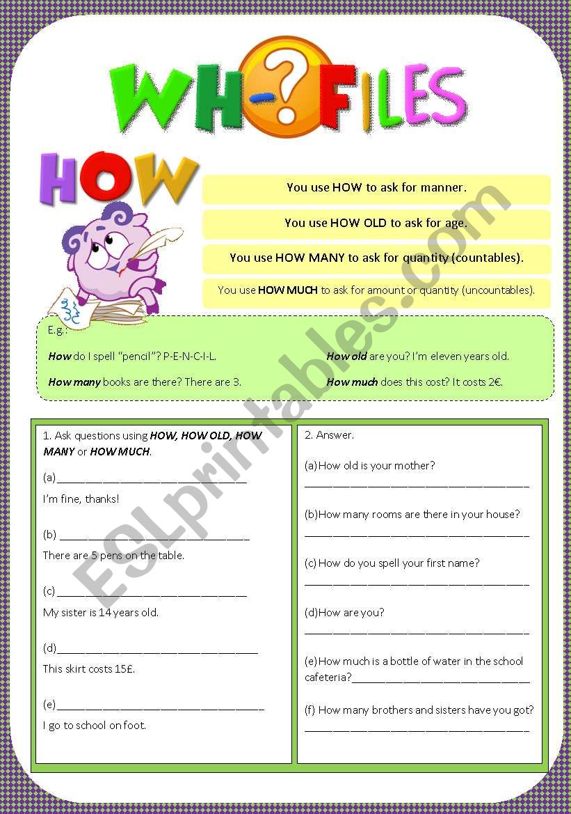 Wh-Files - How worksheet