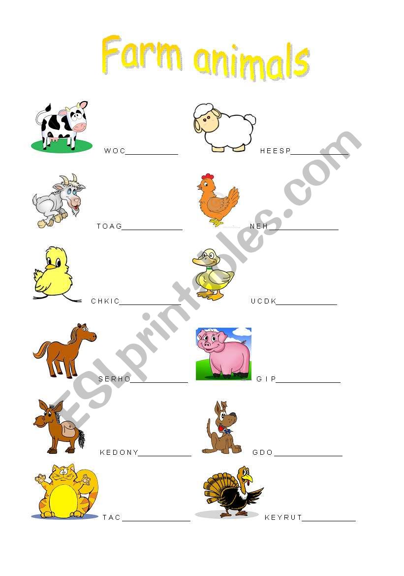 Farm animals worksheet