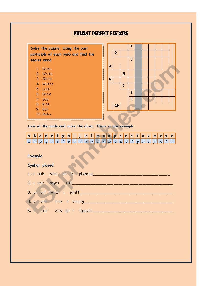 present perfect simple  worksheet