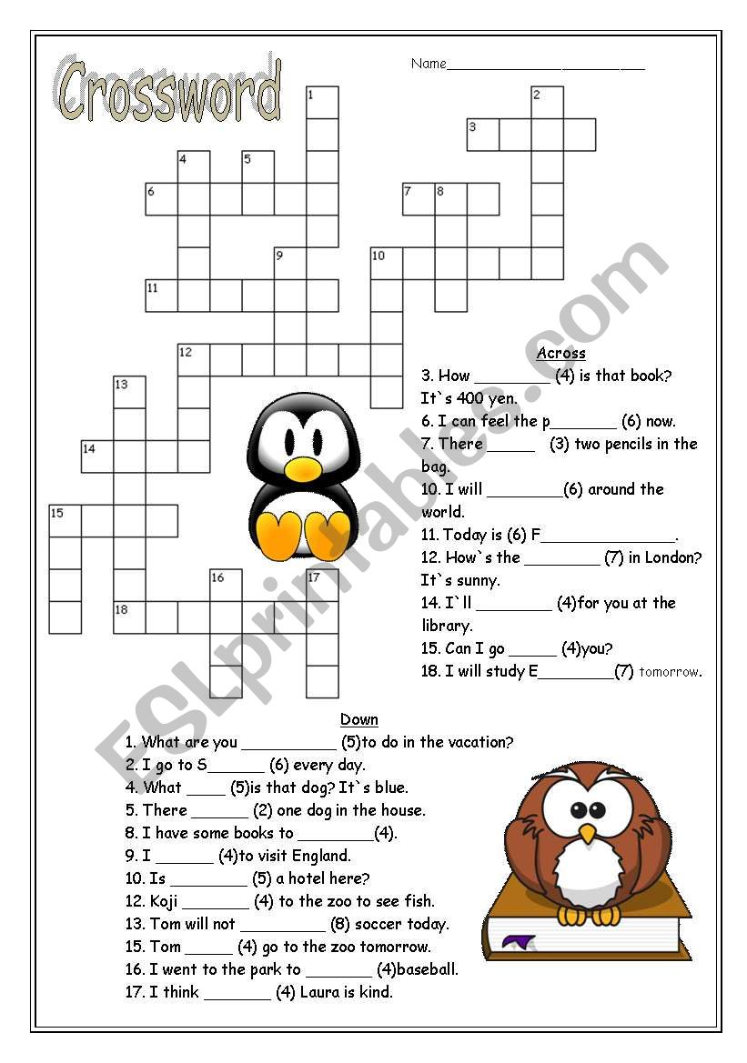 Crossword worksheet