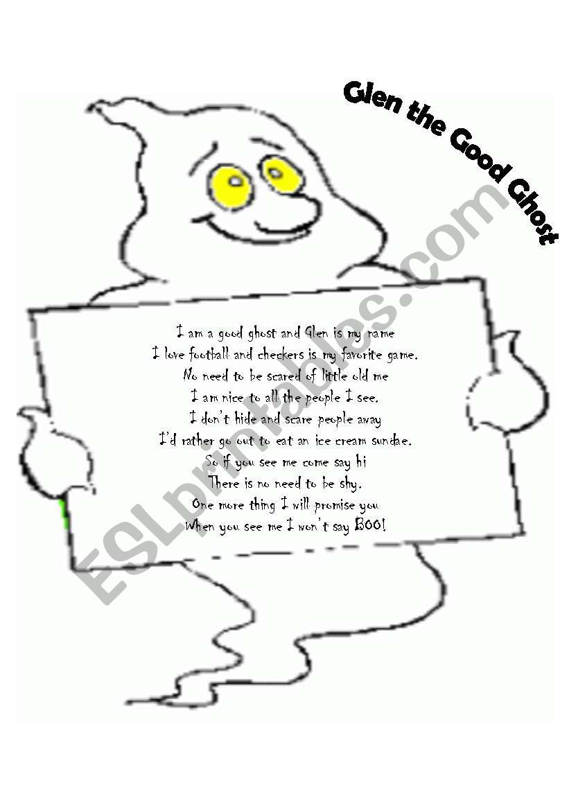 Glen the Good Ghost worksheet