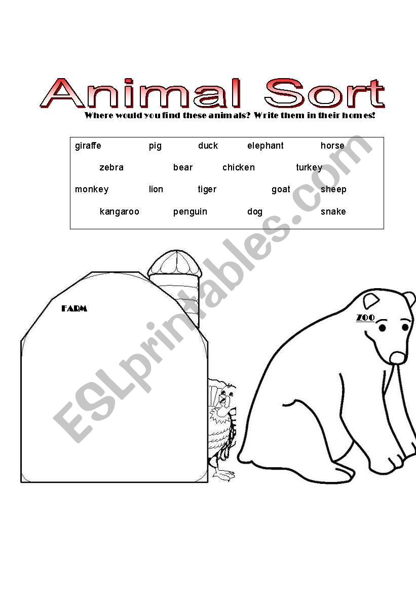 Animal Sort worksheet