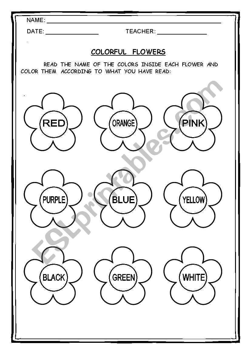 COLORFUL  FLOWERS worksheet