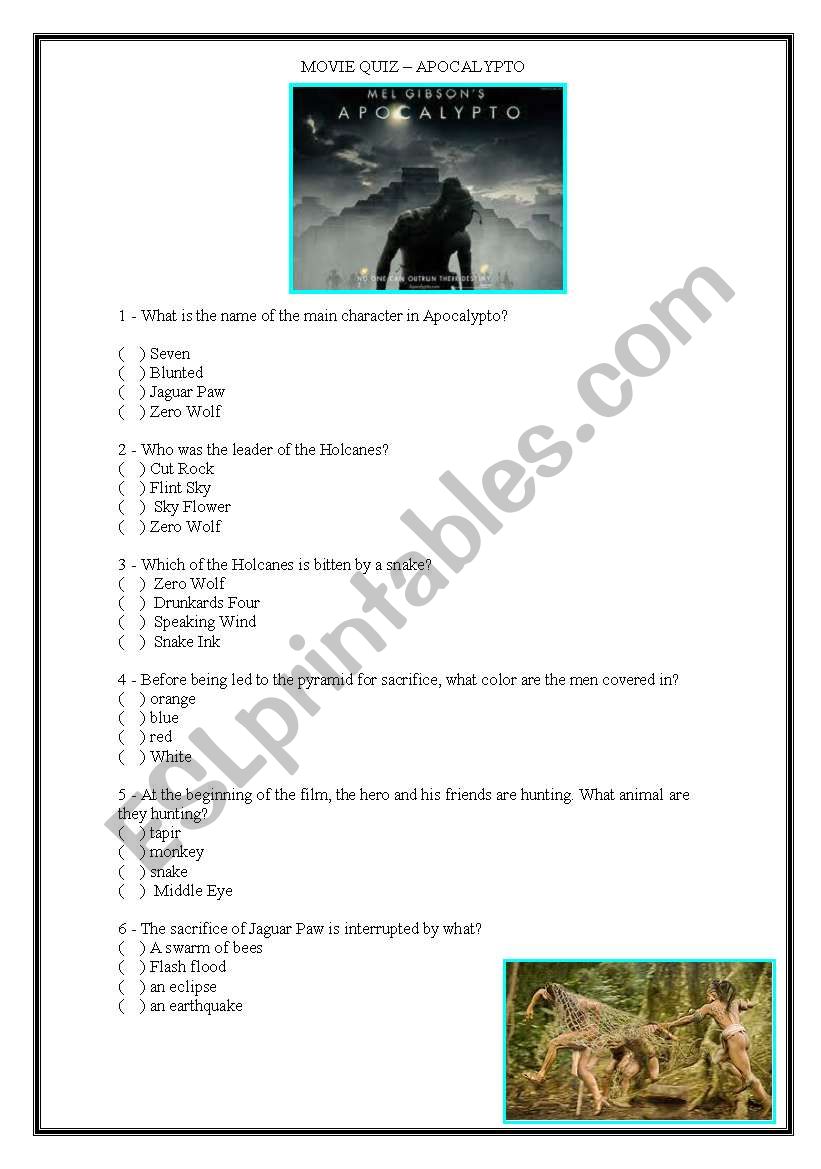 Apocalypto - Questions based on the movie