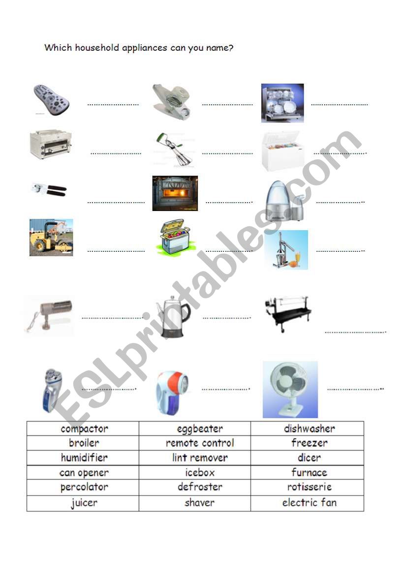 Household appliances picture-matching