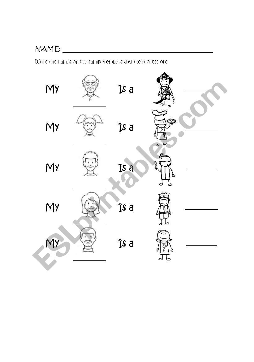 Family and Jobs worksheet