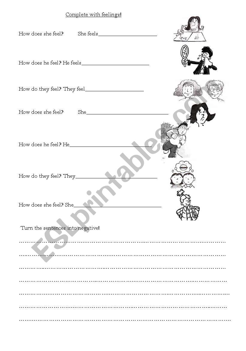 complete with feelings! worksheet