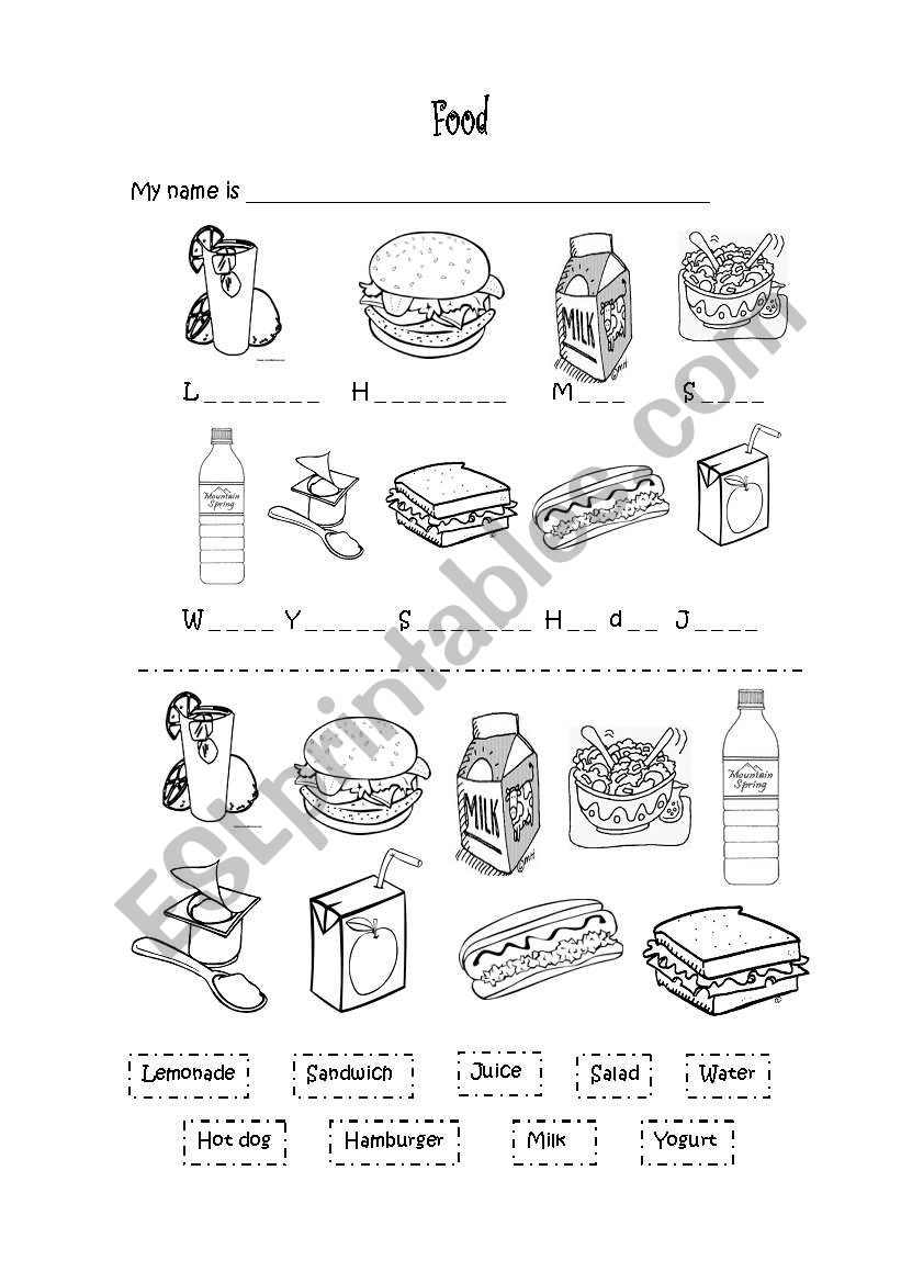 Food I eat, I drink. worksheet