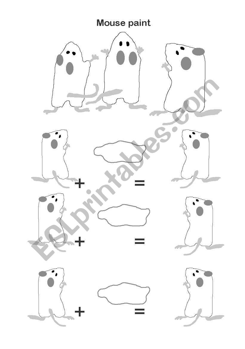 Mouse Paint mixing colors worksheet