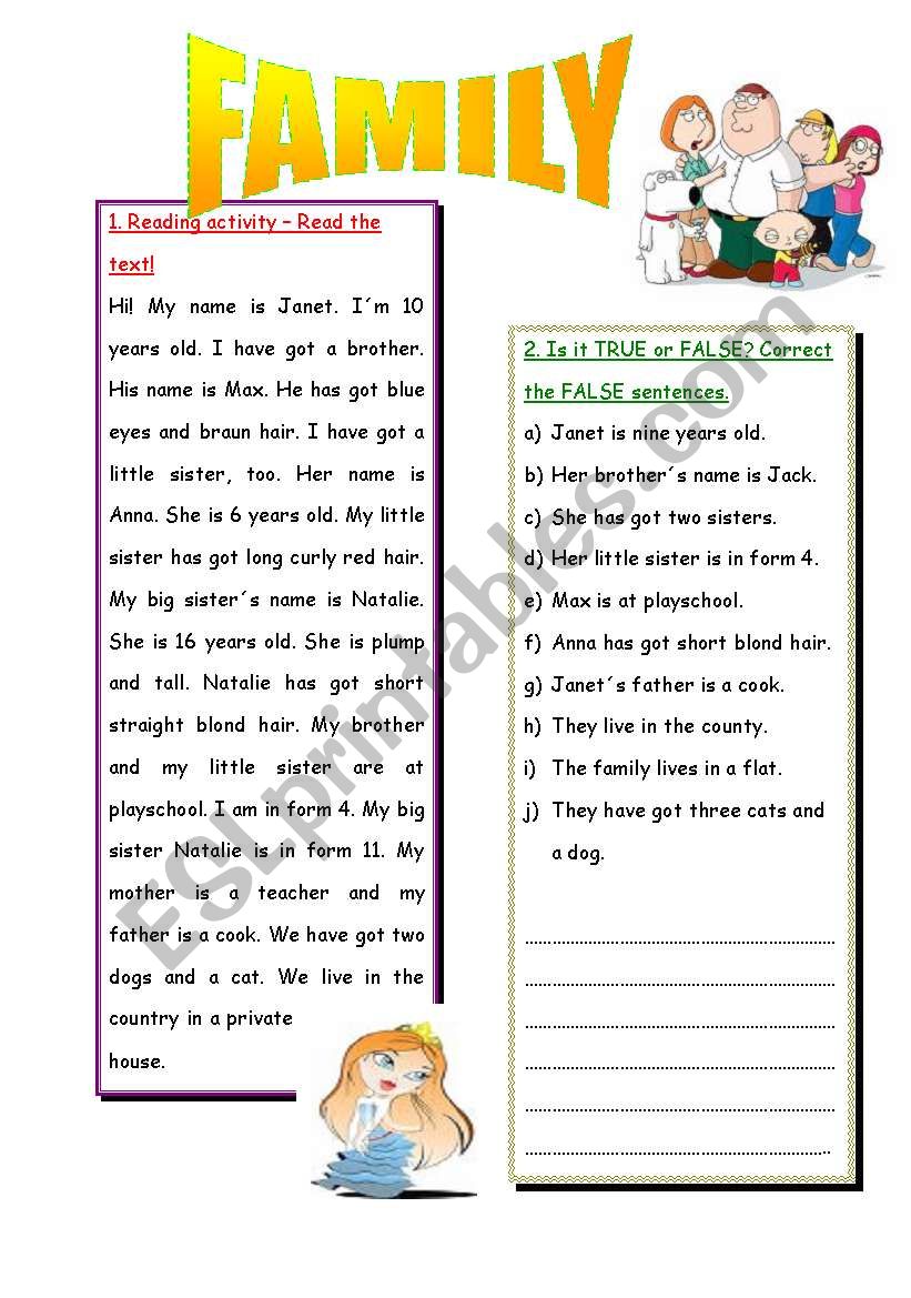 Family worksheet