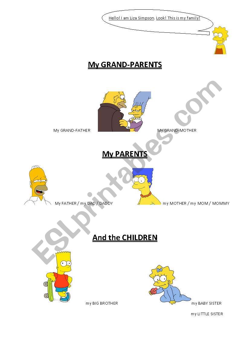 THE SIMPSON FAMILY TREE worksheet