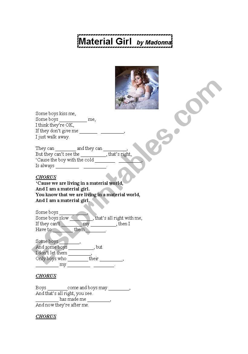 Material Girl. Madonna worksheet