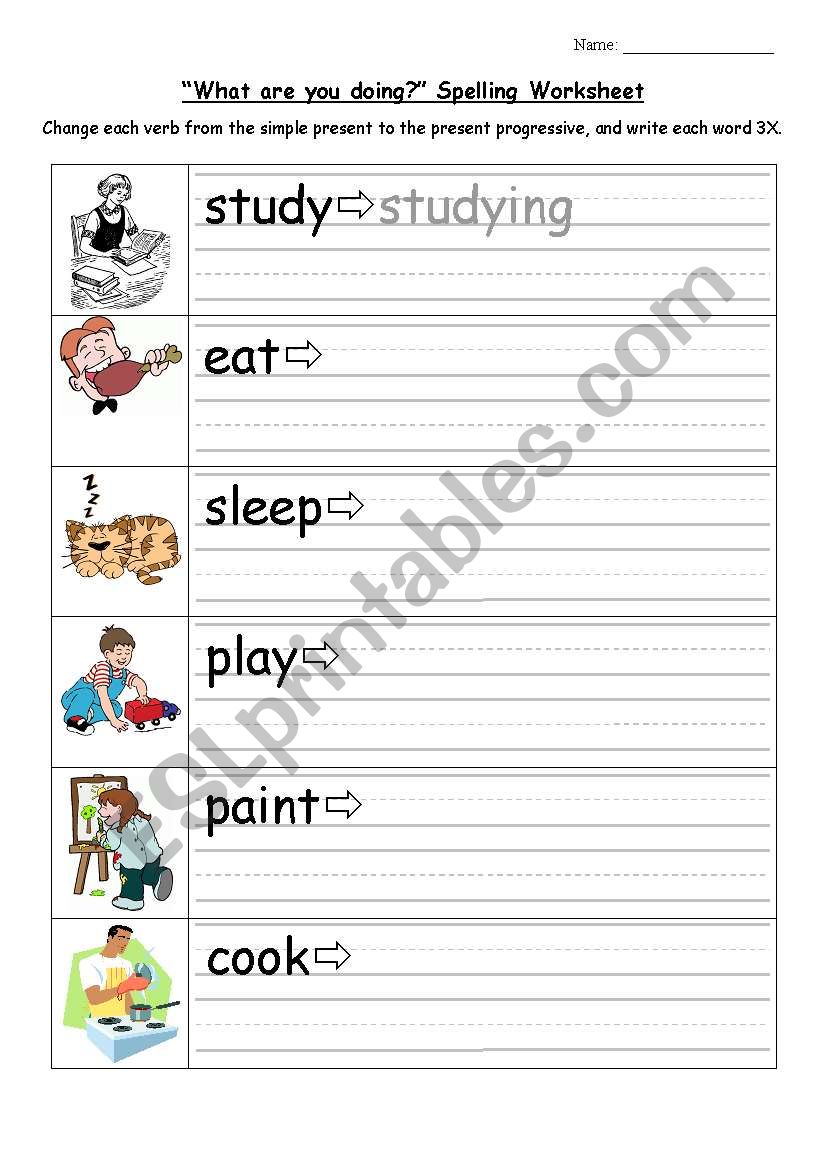 What are you doing? Writing Practice and Wordsearch