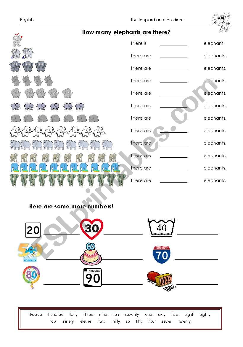 numbers worksheet