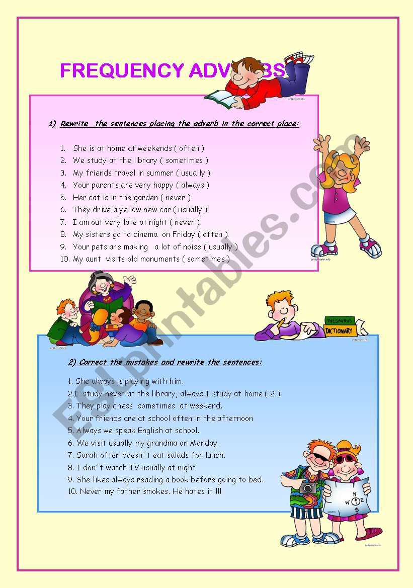 FREQUENCY ADVERBS worksheet