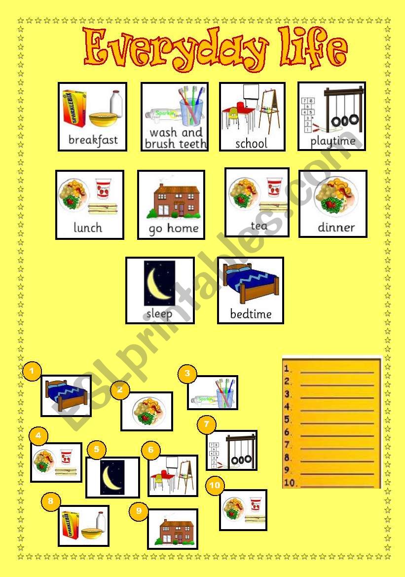 DAILY ACTIVITIES worksheet