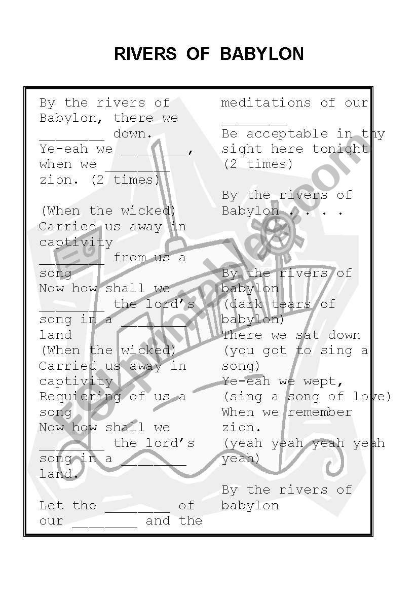 rivers of babylon worksheet