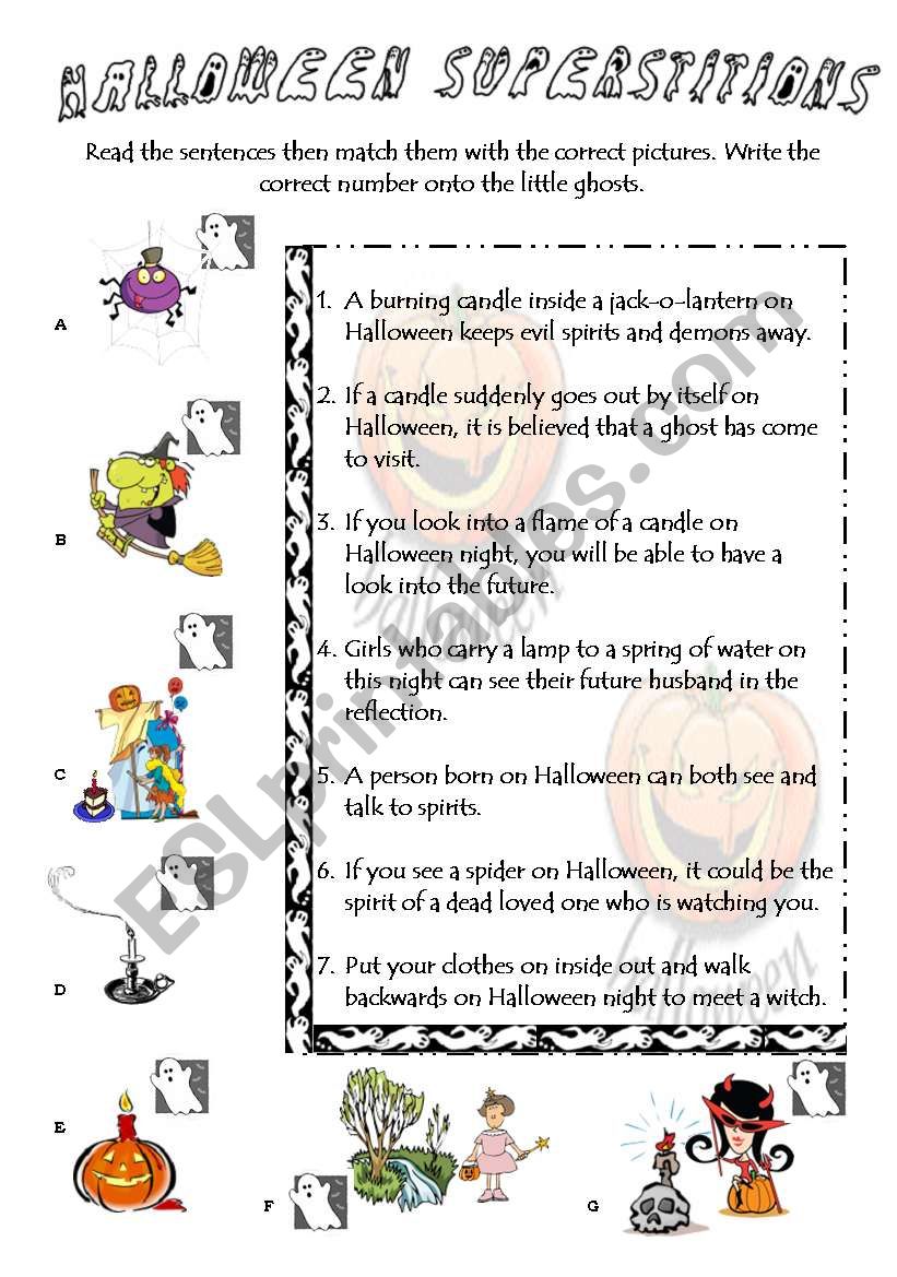 HALLOWEEN SUPERSTIONS worksheet