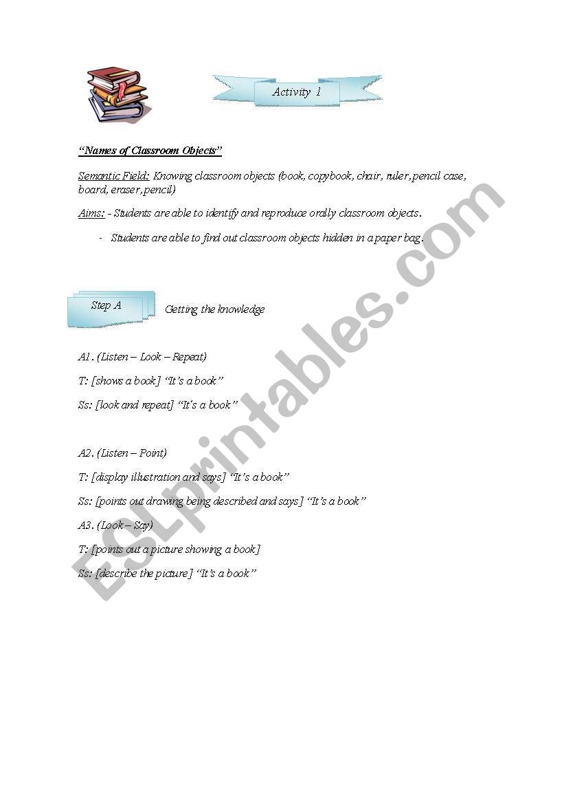 Classroom objects worksheet