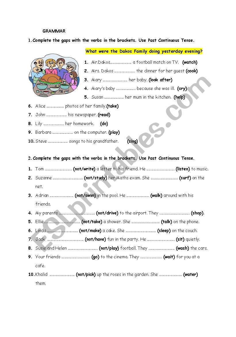 Past Continuous Tense worksheet