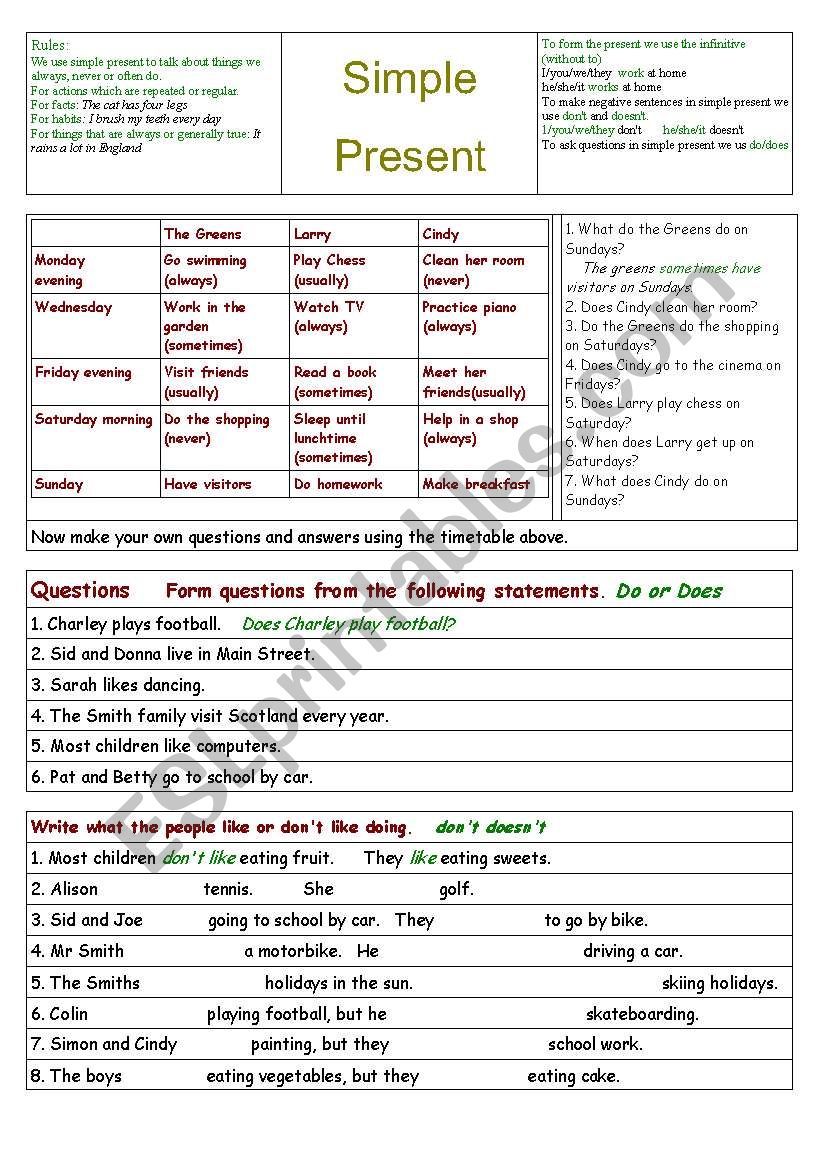 Simple Present worksheet