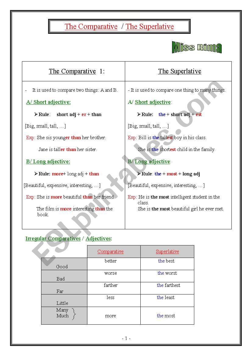 The Comparative and The Superlative