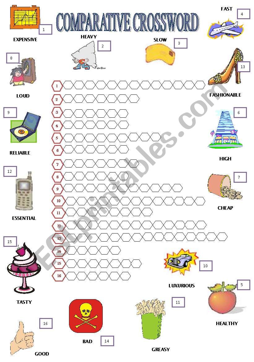 COMPARATIVE CROSSWORD + B&W + EXERCISE