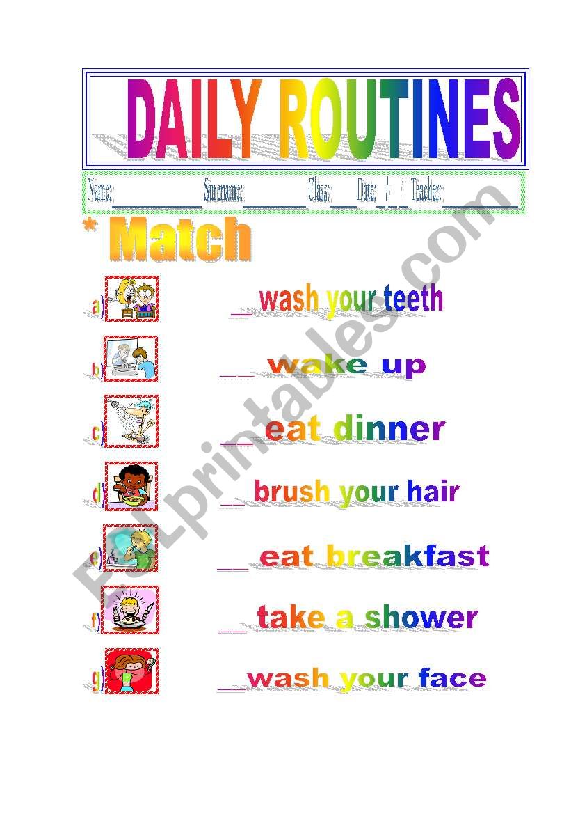 Daily Routines  worksheet
