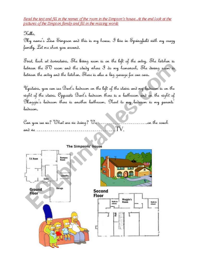 Lisa Simpsons house worksheet