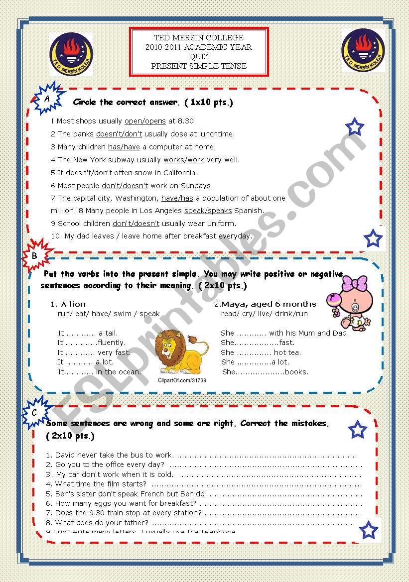 Present Simple Tense worksheet