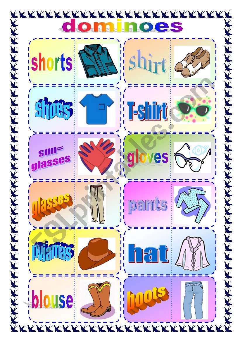 clothes domino worksheet