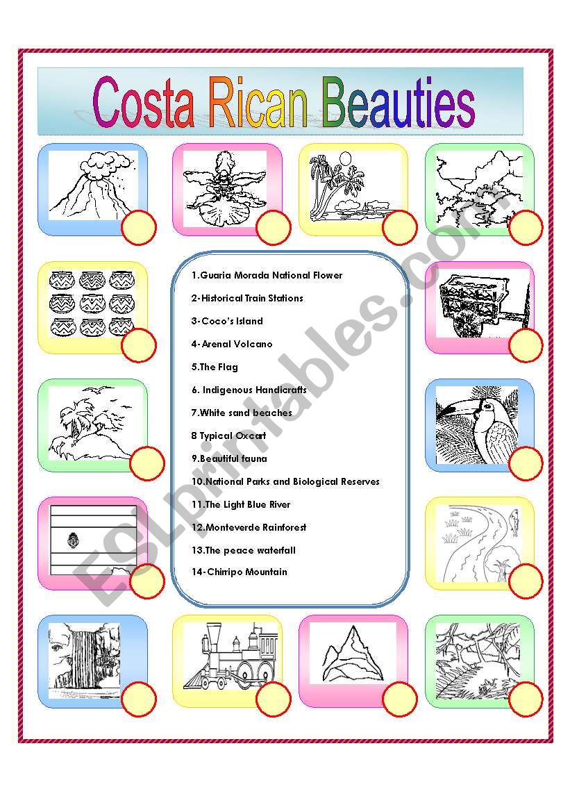 Costa Rican Beauties worksheet