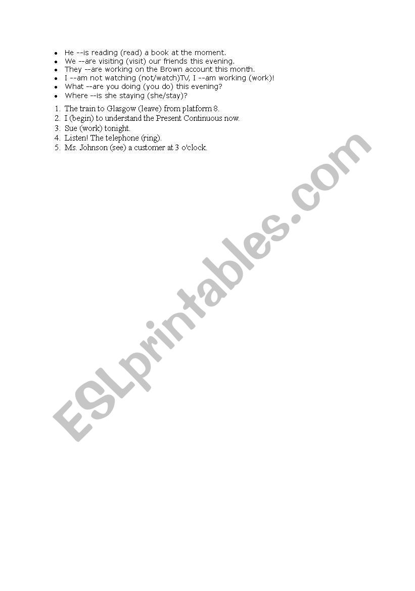 short starting exercise worksheet