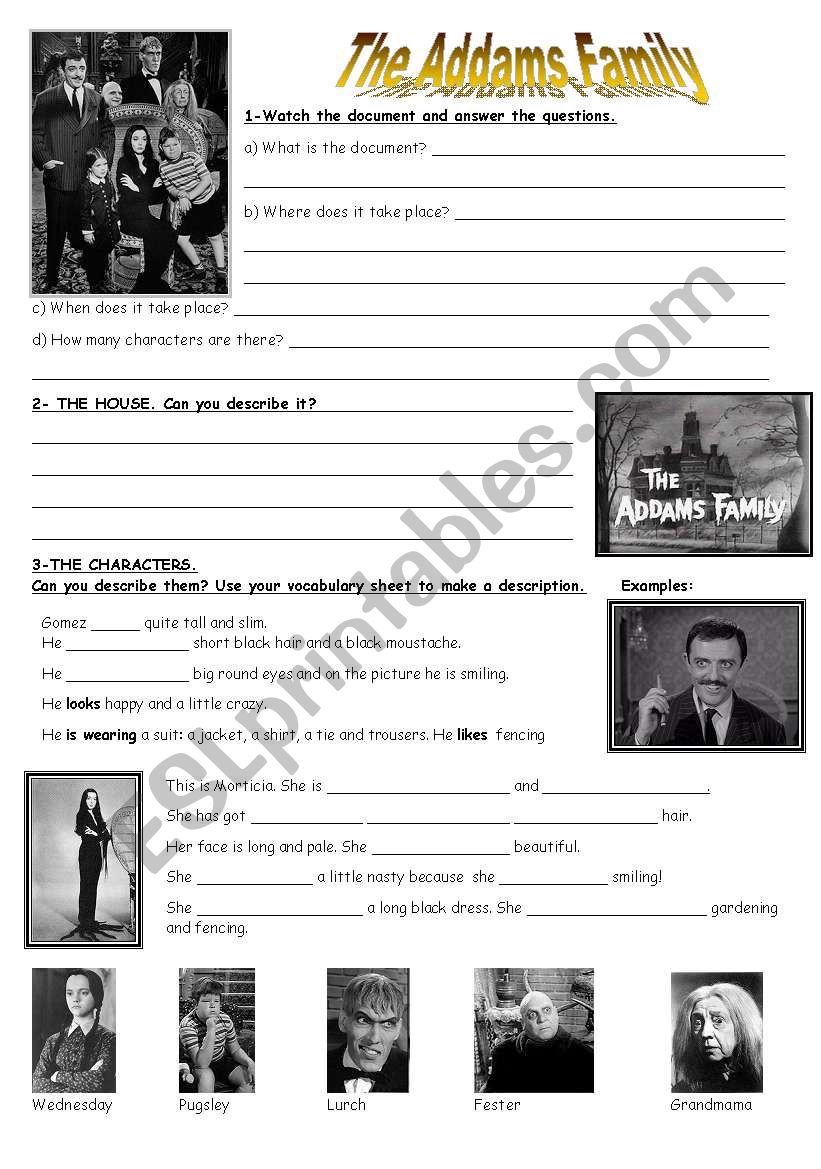 ADDAMS FAMILY Part 2/2 worksheet