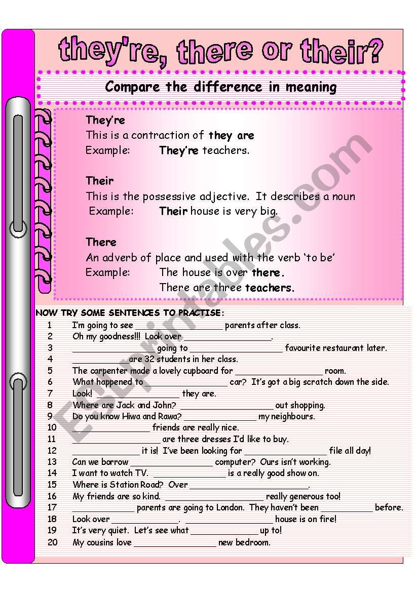 There, theyre or their? worksheet