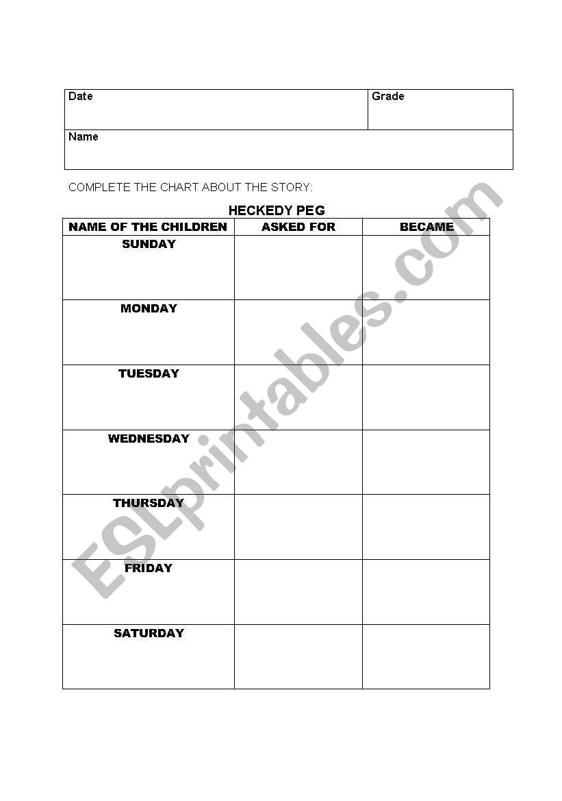 Heckedy Peg worksheet