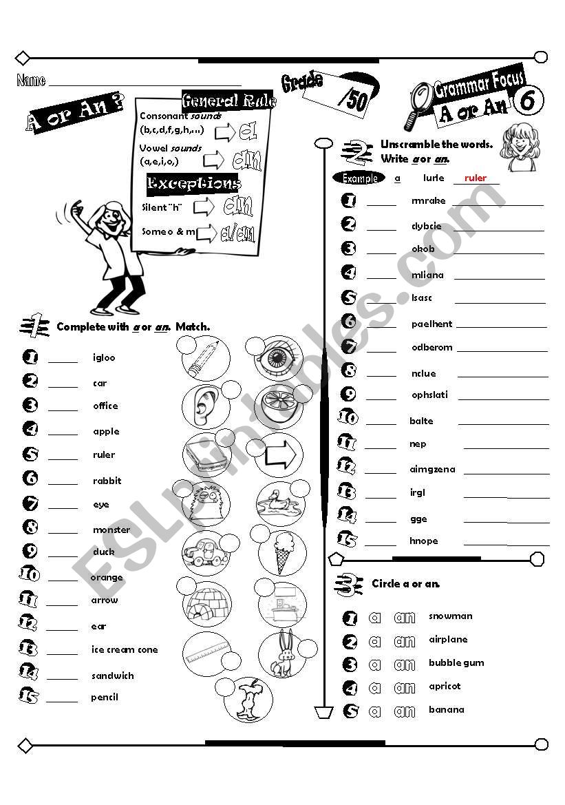 Grammar Focus Series_06 A or AN (Fully Editable + Answer Key)