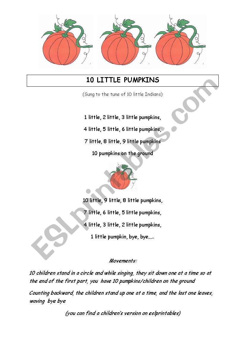10 little pumpkins worksheet