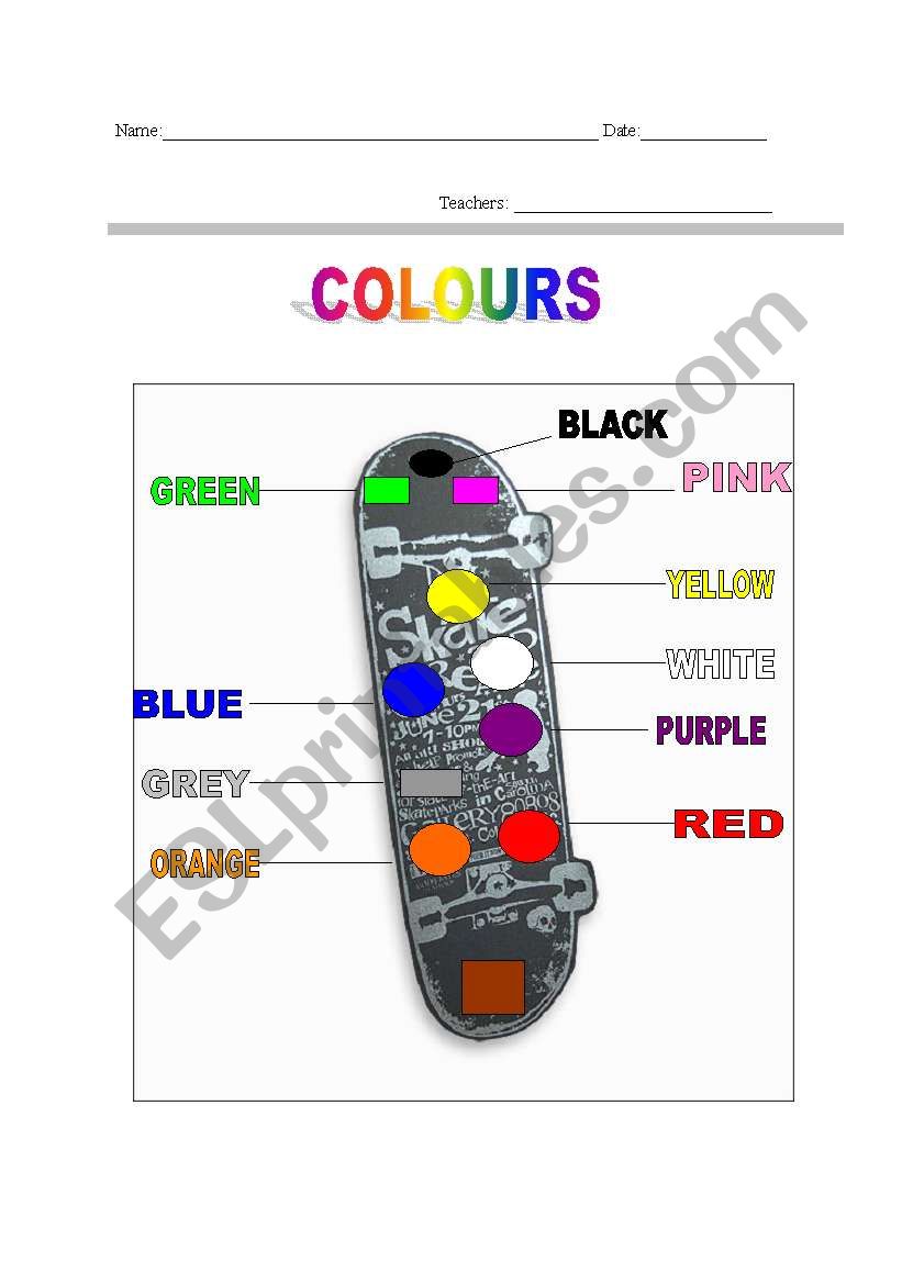 colours worksheet