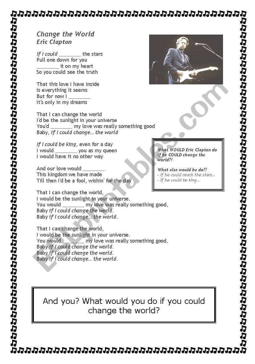 Song Activity - Change the World, by Eric Clapton