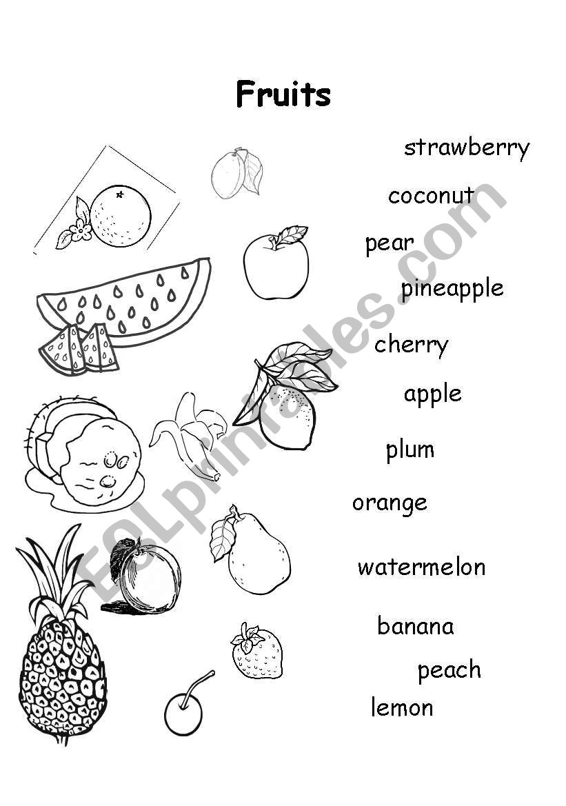 Fruits worksheet