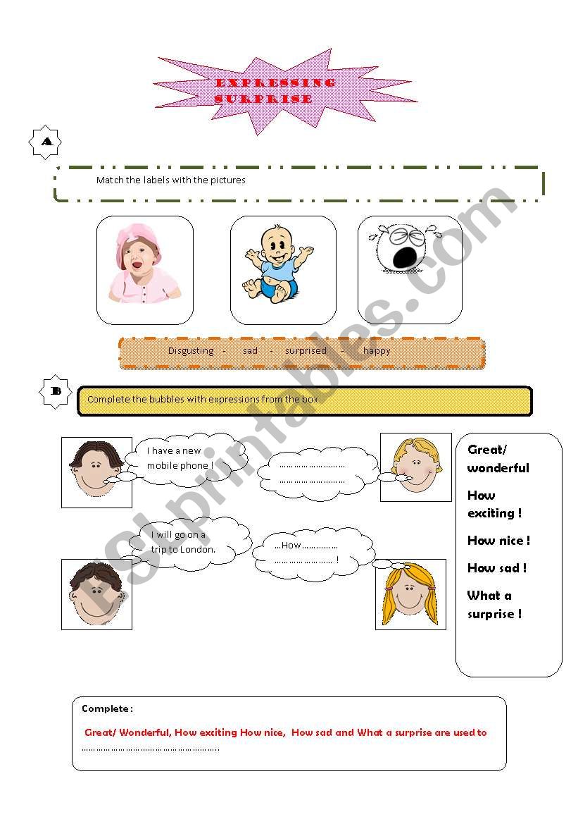 EXPRESSING SURPRISE worksheet