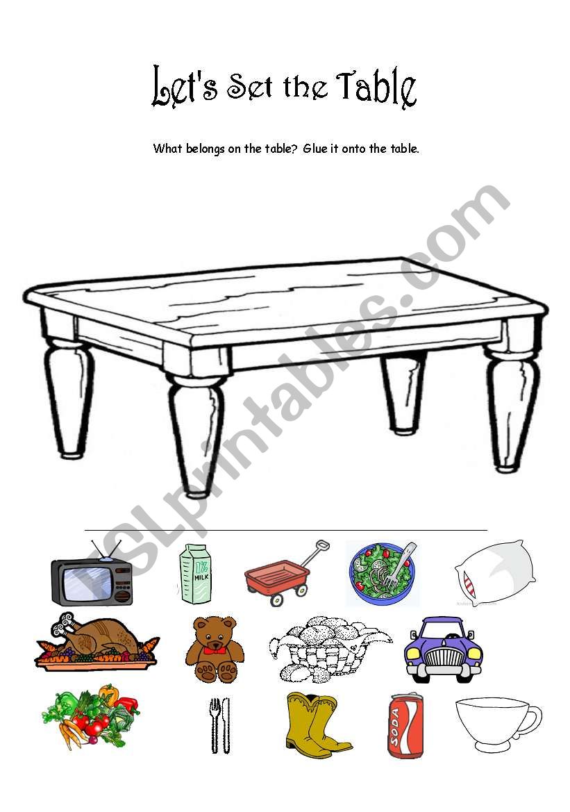 LetÂ´s Set the Table worksheet