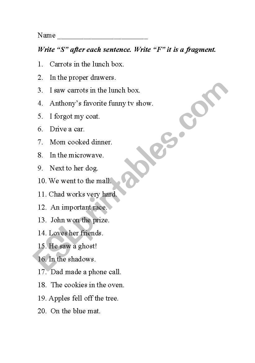 english-worksheets-sentence-or-fragment