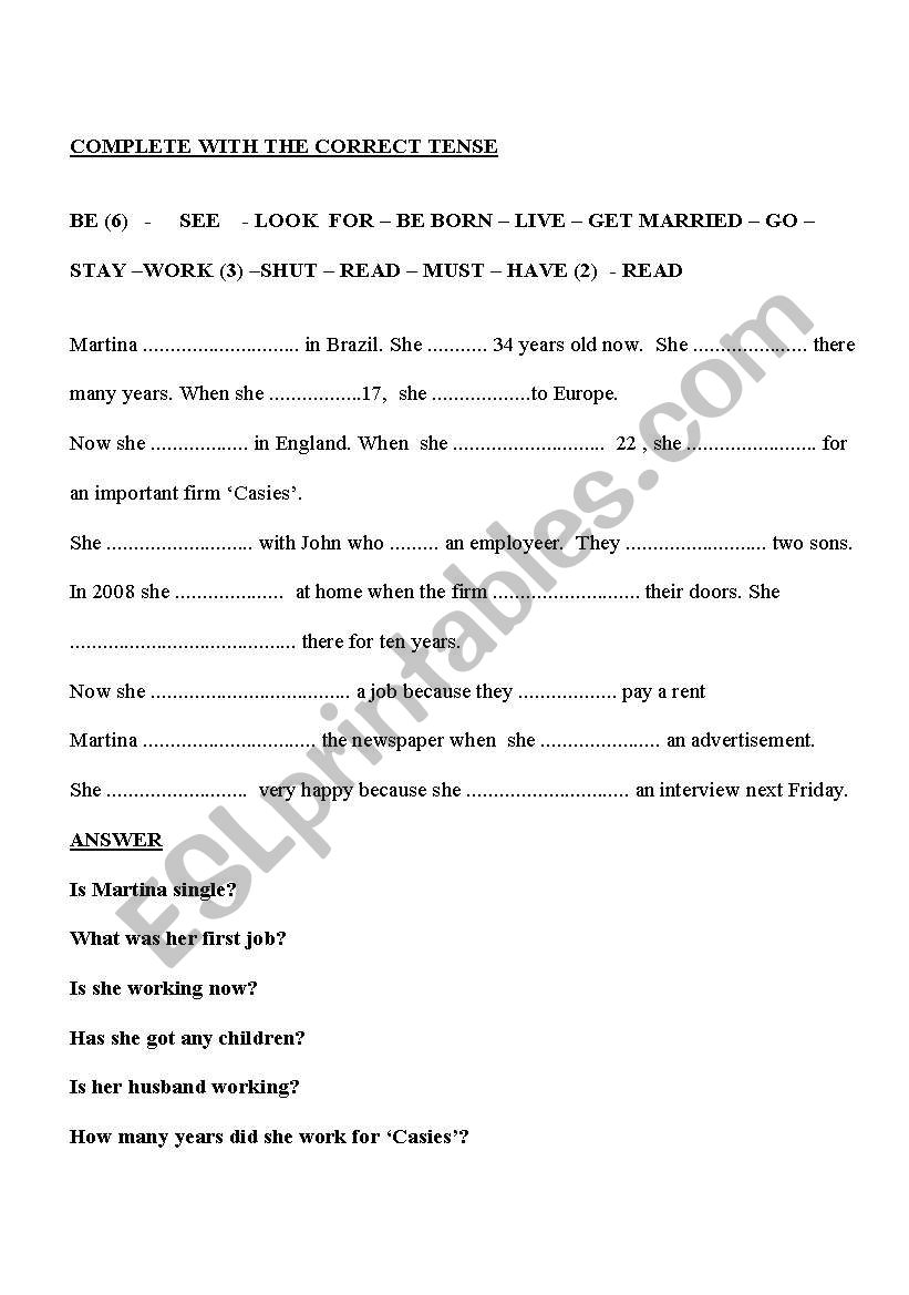 EXERCISES worksheet